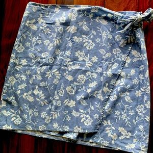 Woolrich Blue Floral Print Wrap Skirt
